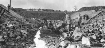 August 1928 ... Excavation almost complete and bluestone lining of banks in progress.