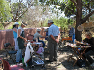 artists in the 
courtyard